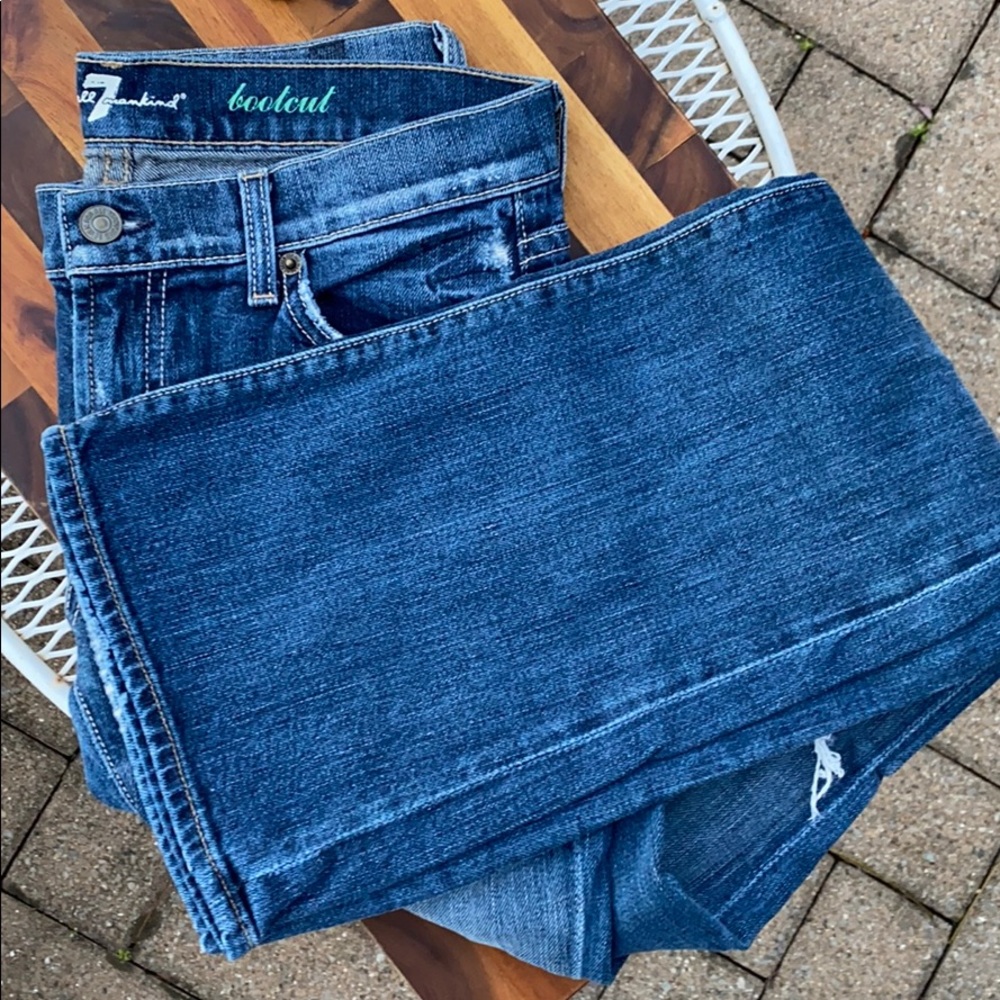 7 For All Mankind distressed denim bootcut jeans